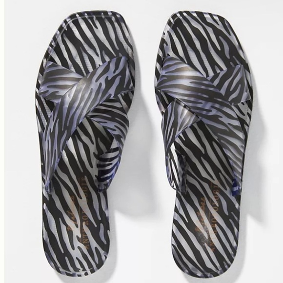 Anthropologie Matisse Zebra Pattern Jelly Slide Sandals Size 7 - Picture 1 of 11